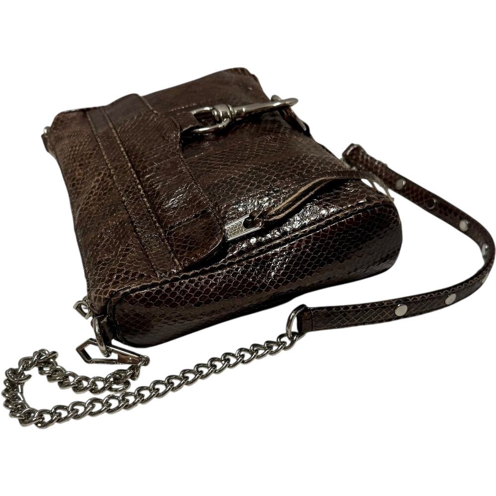 Rebecca Minkoff Mac Leather Python Snakeskin Brow… - image 4